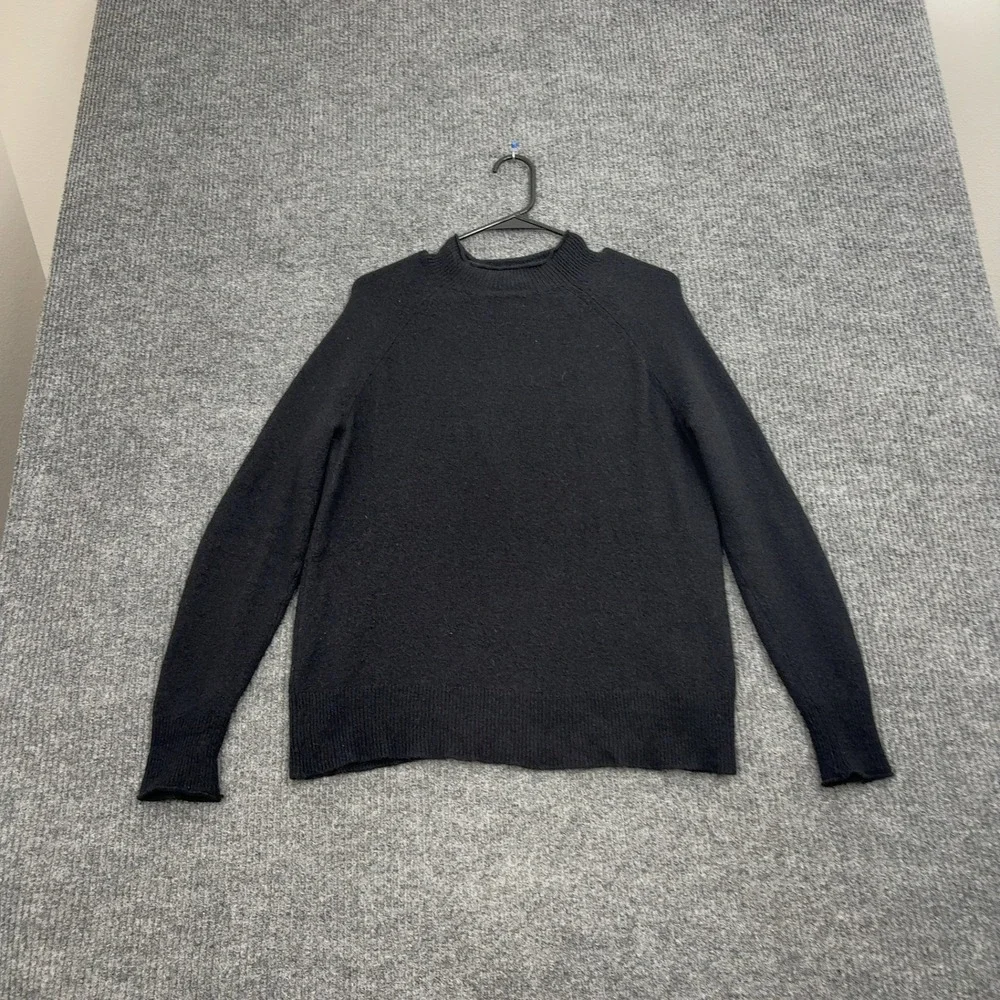 J Crew Sweater Mens S Black Merino Alpaca Blend Mock Neck Raglan Minimalist Cozy
